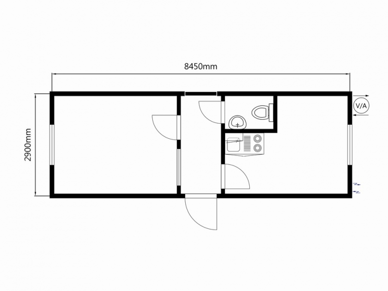 Nytillverkad kontorsbod med WC och pentry - Bild 11