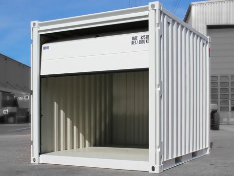 Förrådscontainer med garageport 10fot